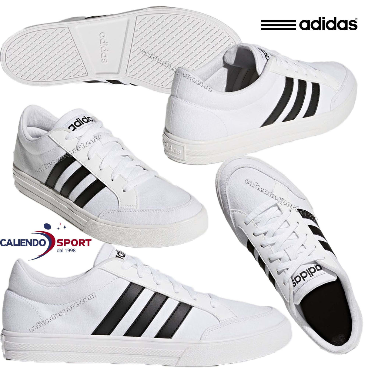 SCARPA UOMO DONNA ADIDAS VS SET AW3889 BIANCO NERO SPORT CASUAL TELA