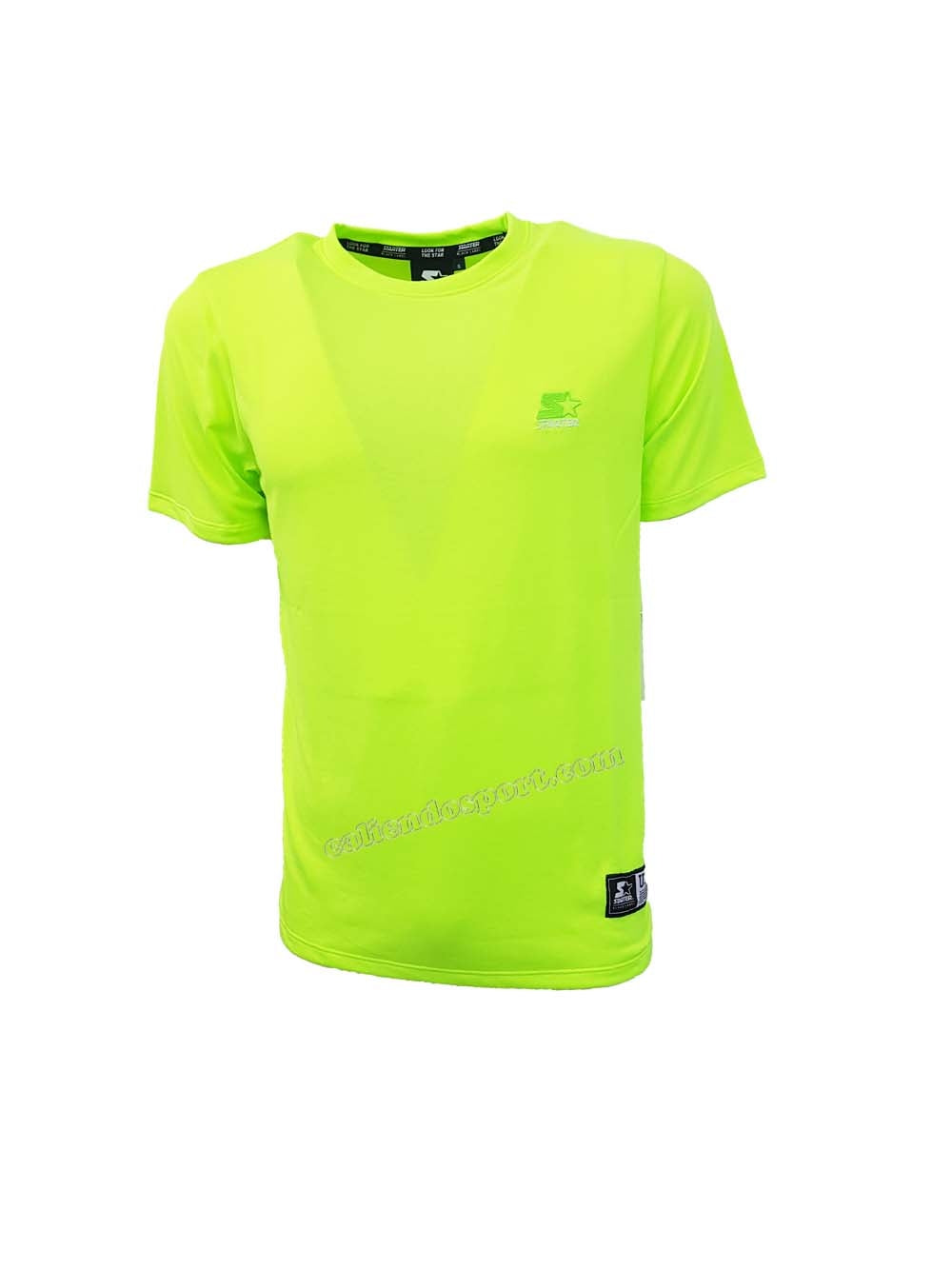 STARTER T-SHIRT 72910 WHITE BLACK FLUORESCENT GREEN COTTON