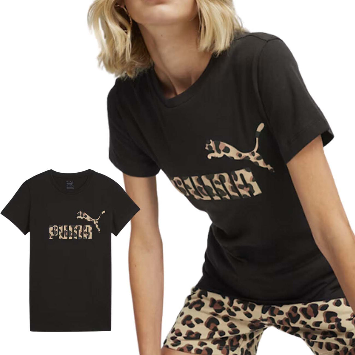 T-SHIRT DONNA PUMA 679784 01 ESS+ ANIMAL NERO