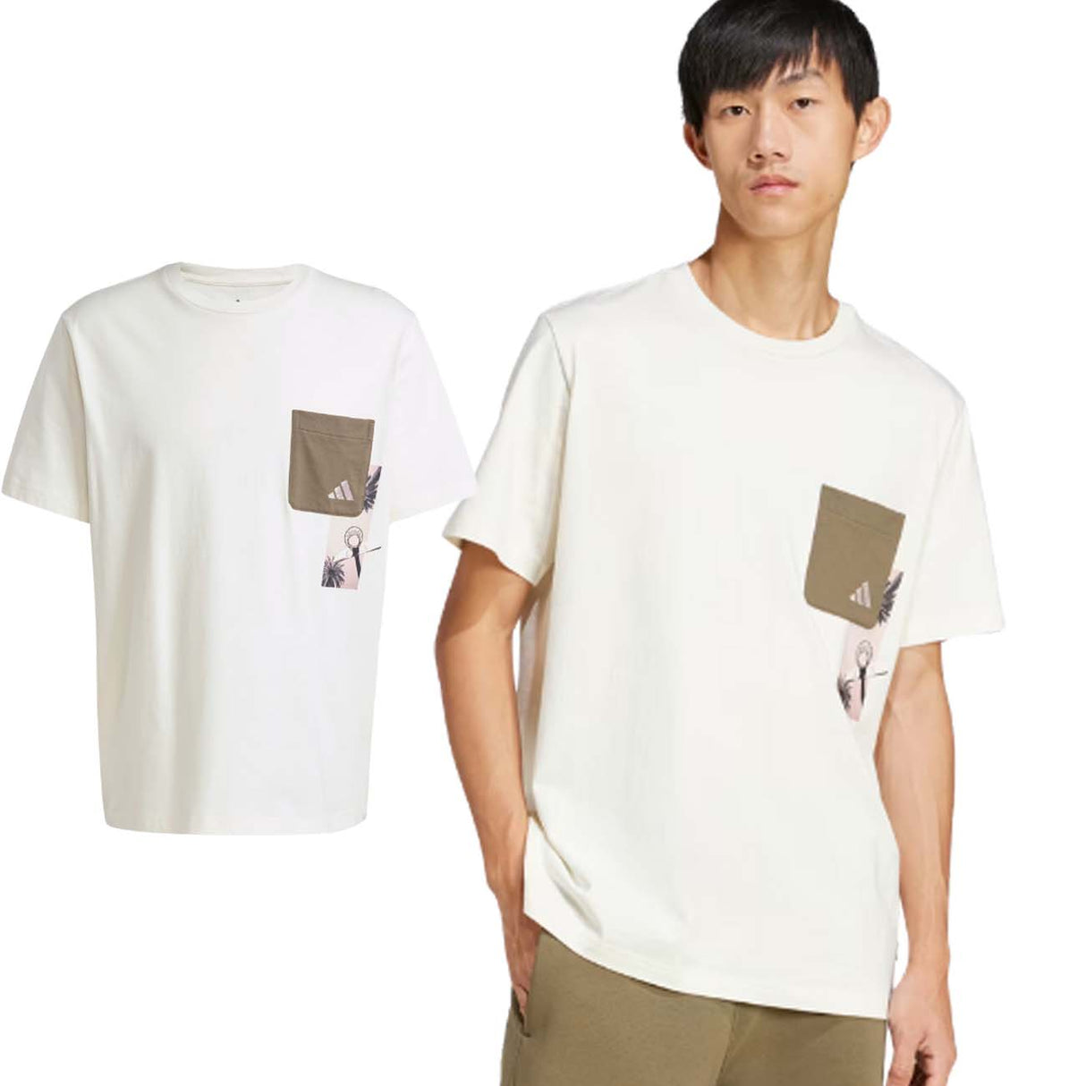 T-SHIRT ADIDAS JJ3928 GRAFICA COTONE CON TASCHINO