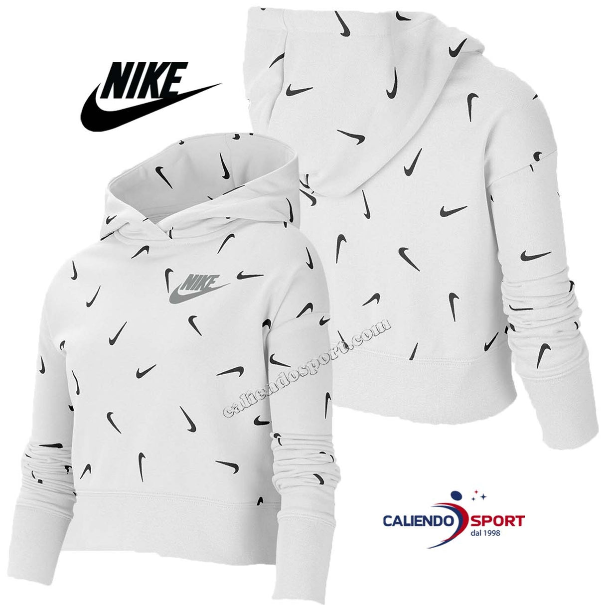 FELPA NIKE DONNA CZ2566 100 CON CAPPUCCIO BIANCO