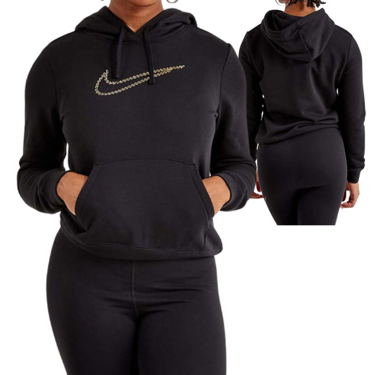 NIKE FB8763 010 WOMEN'S SWEATSHIRT BLACK FLEECE COTTON