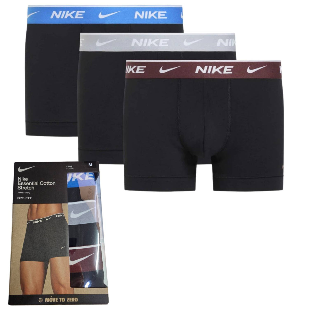BOXER NIKE NQ00KE1284-4HS ESSENTIAL COTTON STRETCH TRUNK 3 PEZZI