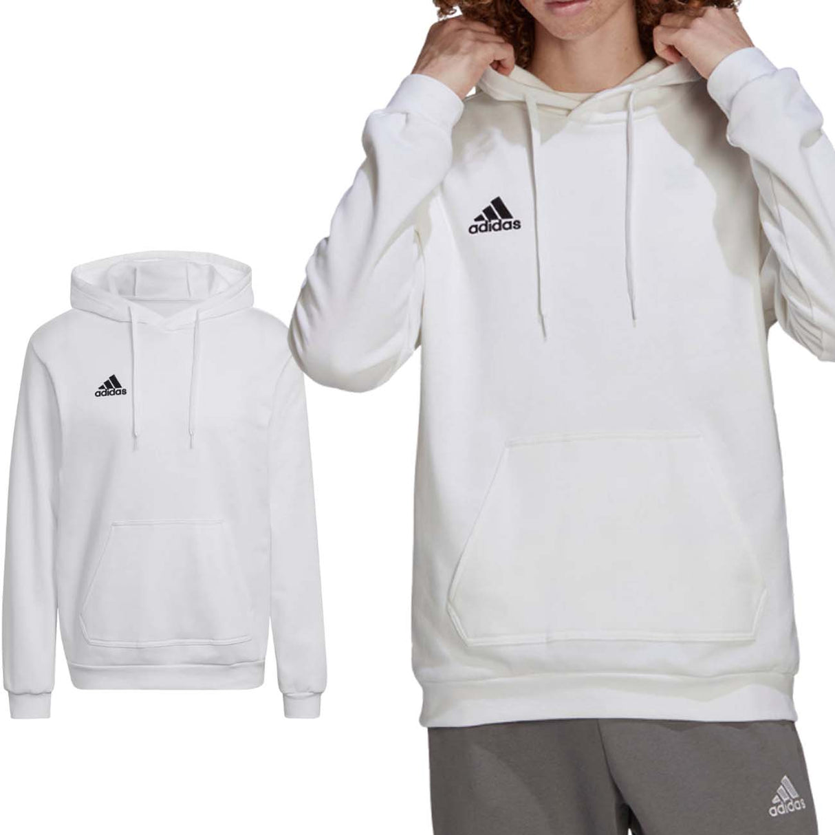 ADIDAS HG6302 ENTRADA COTTON FLEECE WHITE SWEATSHIRT