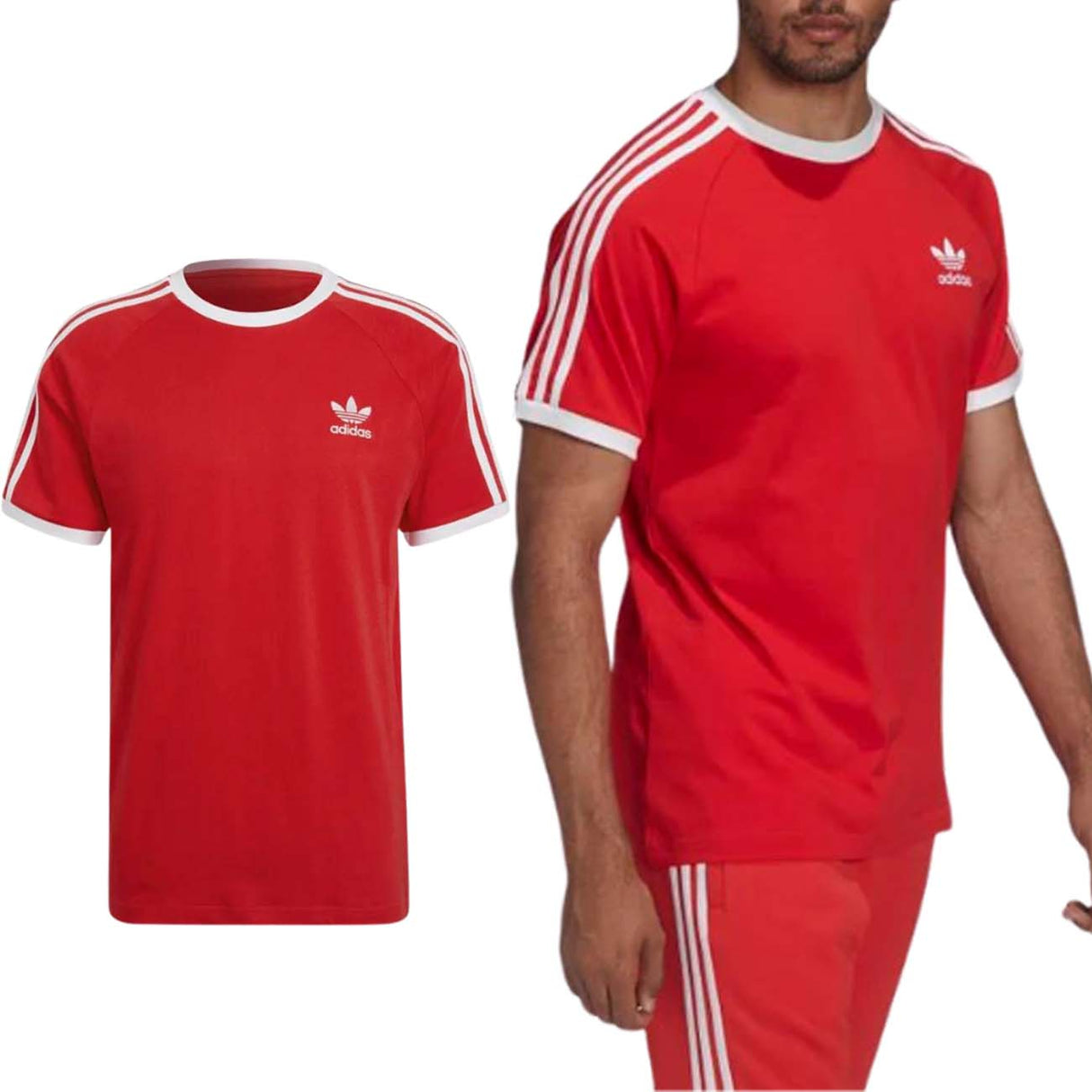 T-SHIRT ADIDAS HE9547 ADICOLOR CLASSICS 3-STRIPES ROSSO