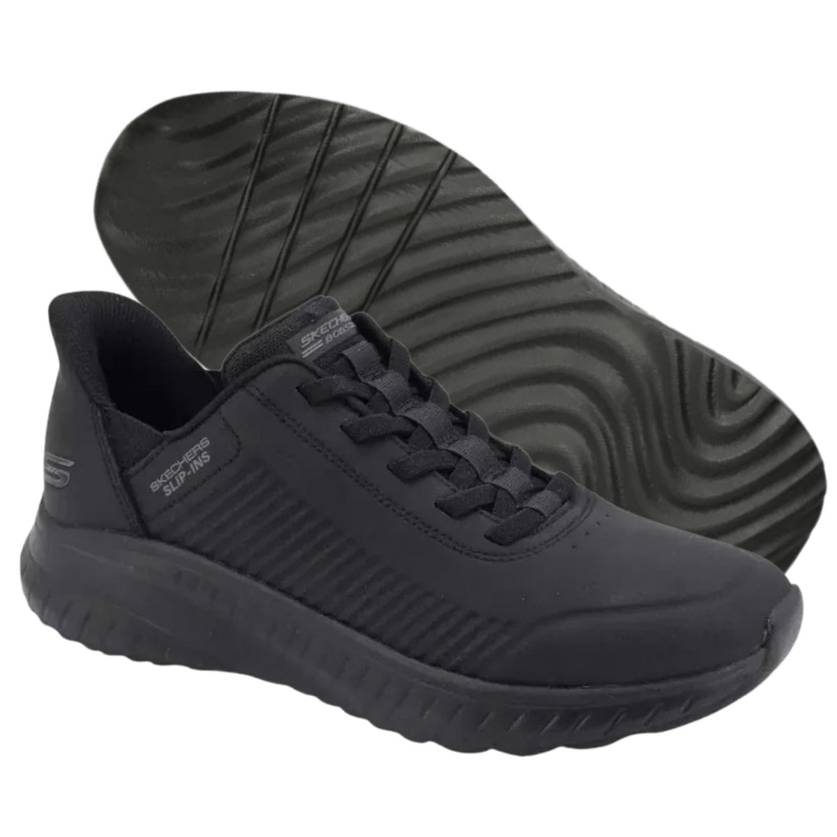 SCARPA SKECHERS 118305 BBK SLIP INS BOBS SQUAD CHAOS NERO