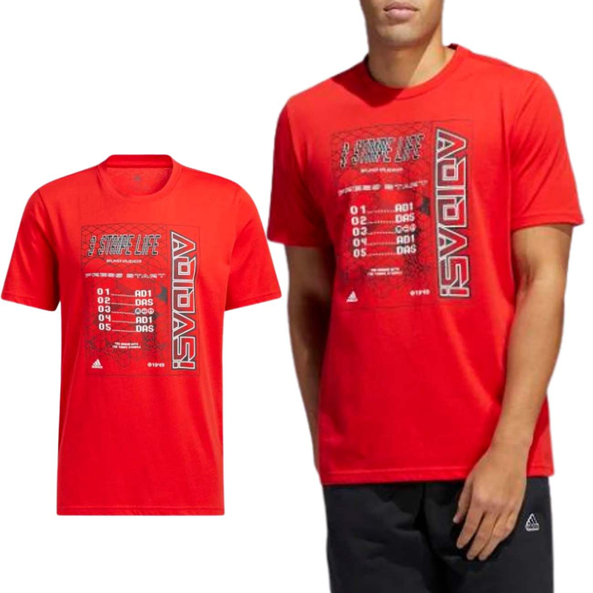 ADIDAS MEN'S T-SHIRT HE4829 DIGITAL DNA GRAPHIC RED