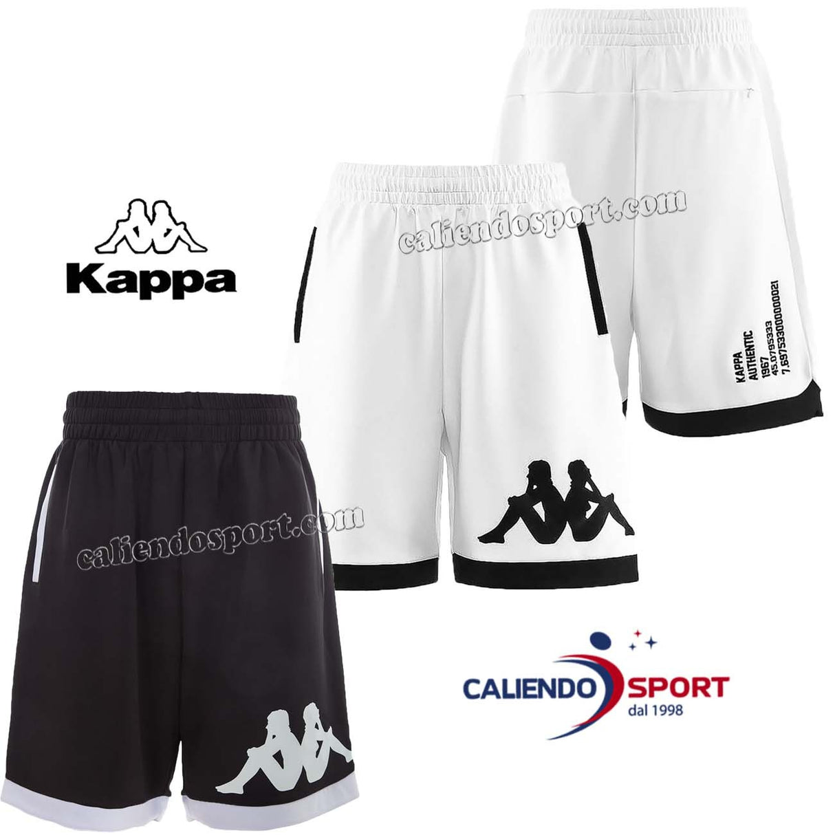 PANTALONCINO KAPPA UOMO 304IDB0 AUTHENTIC BAYN BERMUDA BIANCO NERO