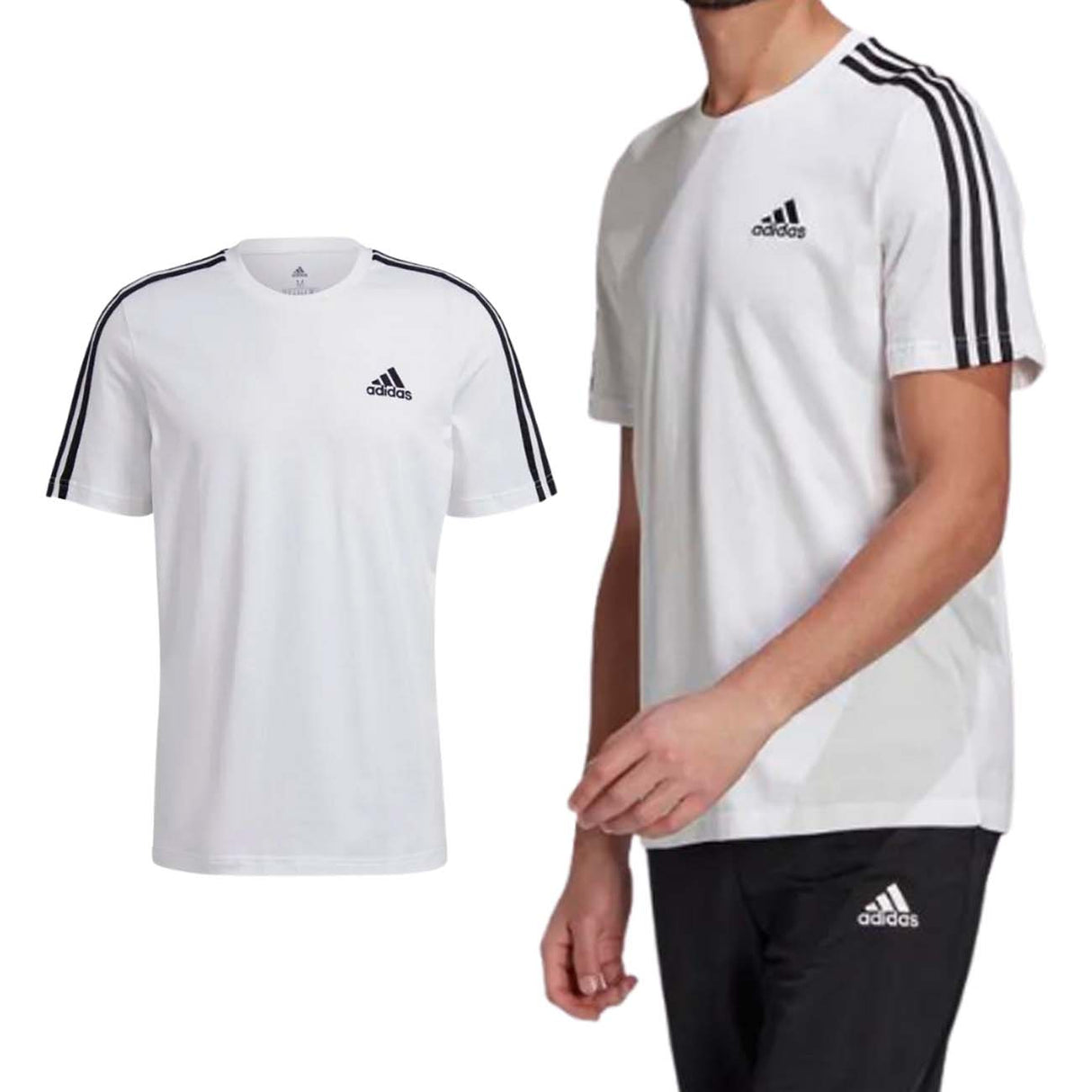 ADIDAS GL3733 ESSENTIALS 3-STRIPES WHITE T-SHIRT