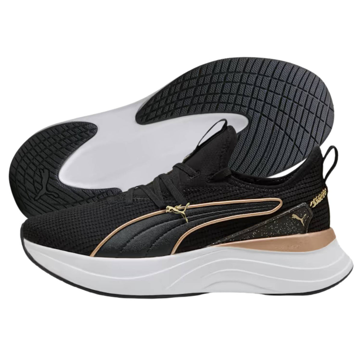SCARPA DONNA PUMA 313719-01 SABRINA POLISHED CHROME NERO