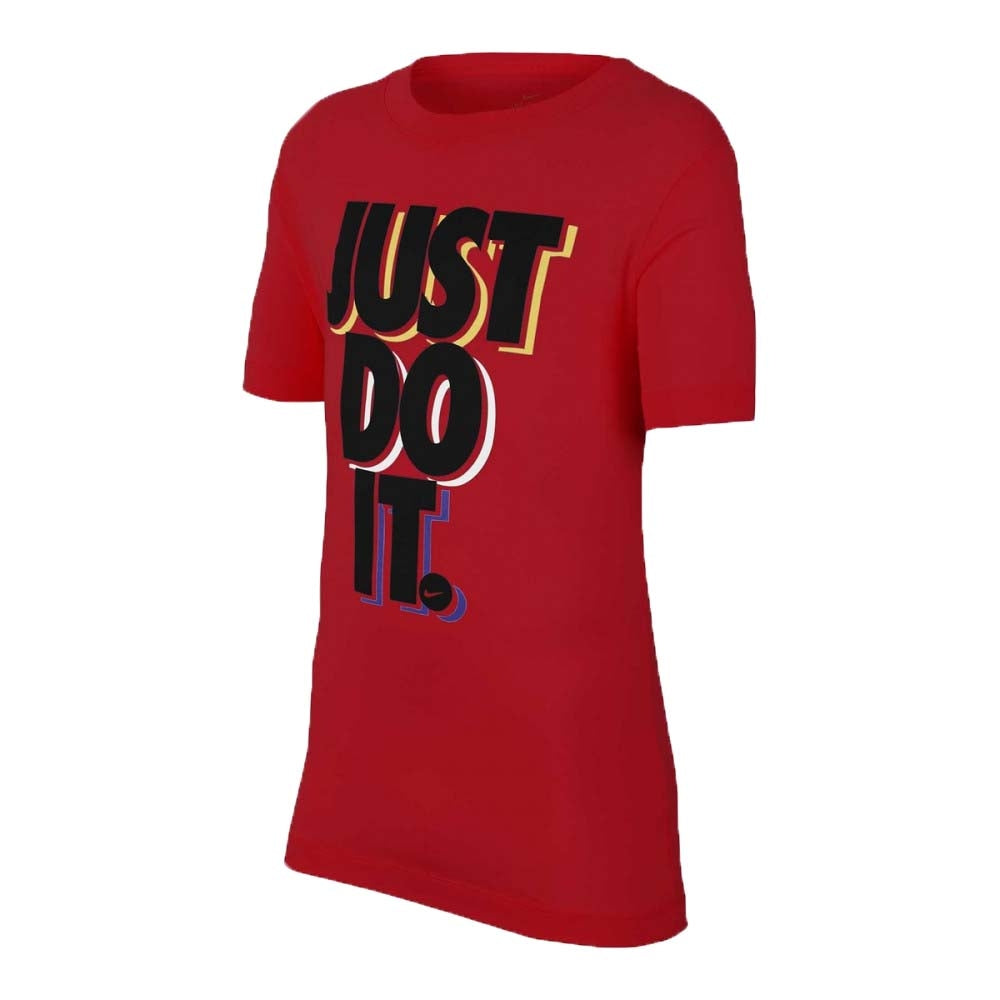 NIKE BOYS T-SHIRT CU4569 COTTON WHITE RED BLACK