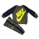 TUTA BIMBA NIKE 66F563 GRIGIO VERDE COTONE FELPATO
