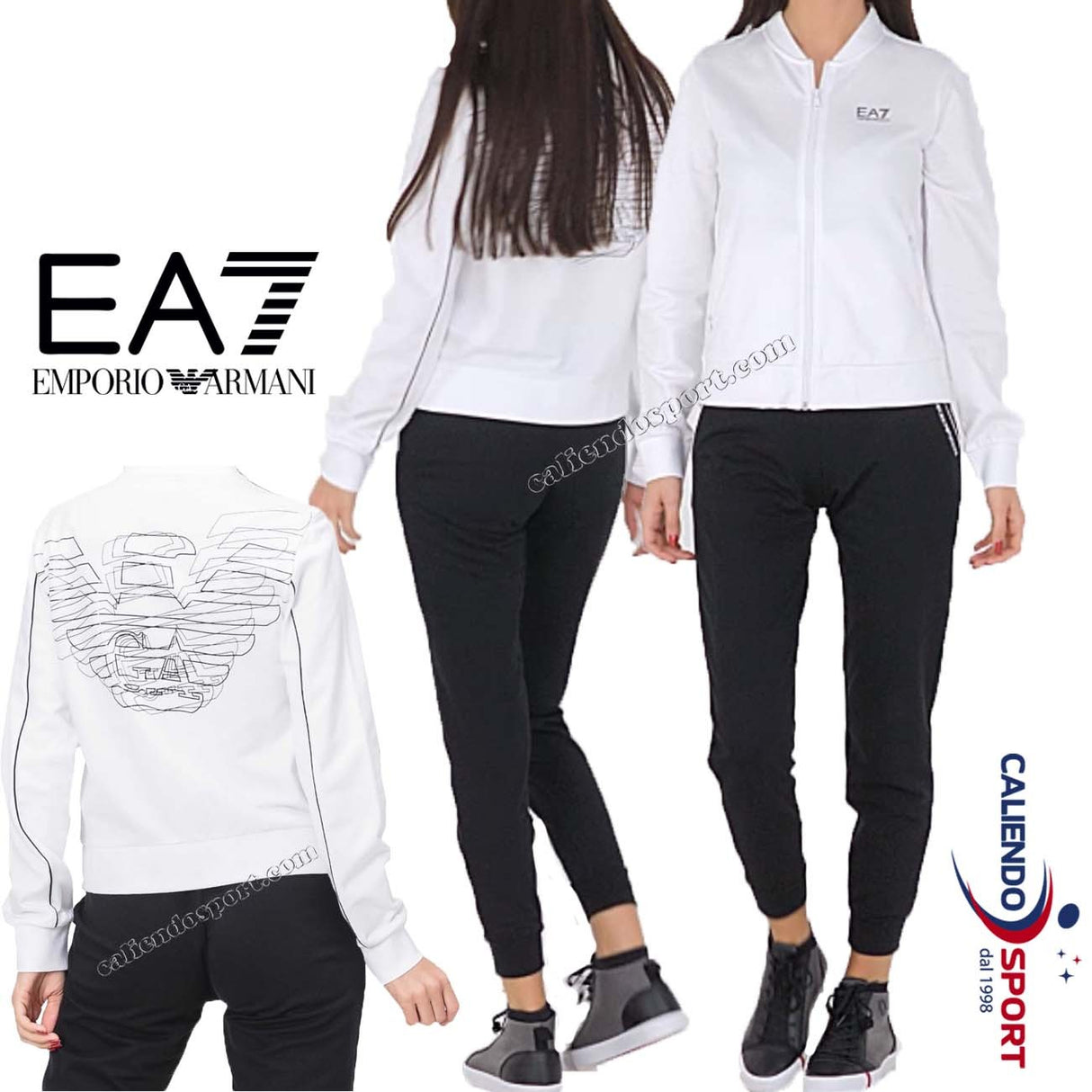 SURVÊTEMENT FEMME ARMANI 3GTV79 BLANC NOIR COTON EA7