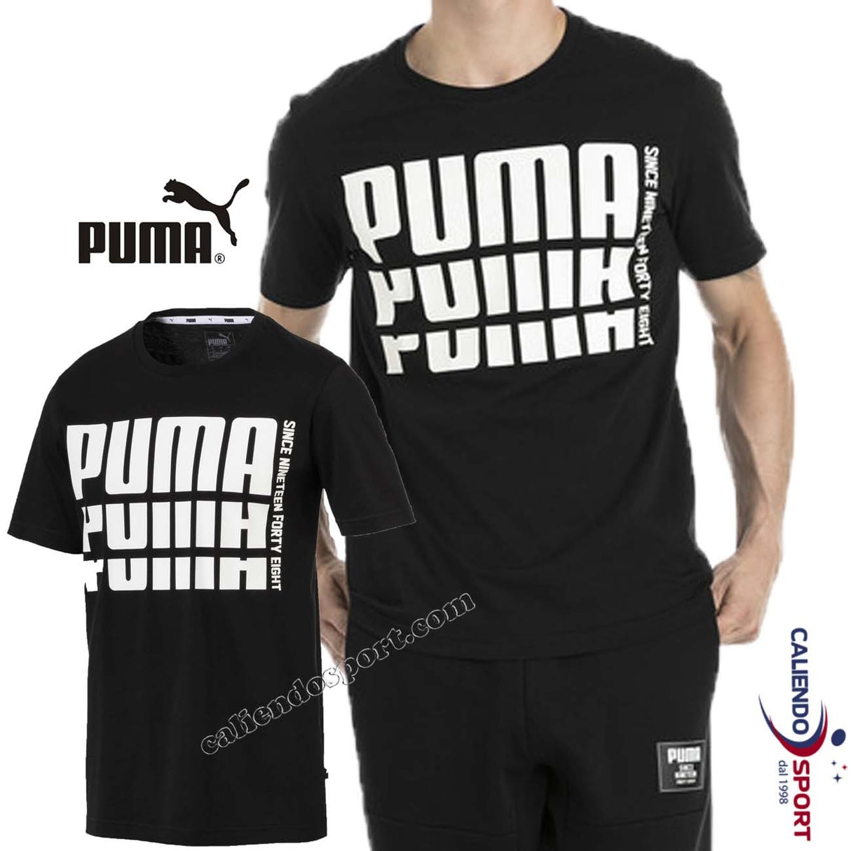 T-SHIRT HOMME PUMA 853385 01 NOIR COTON DEMI-MANCHE