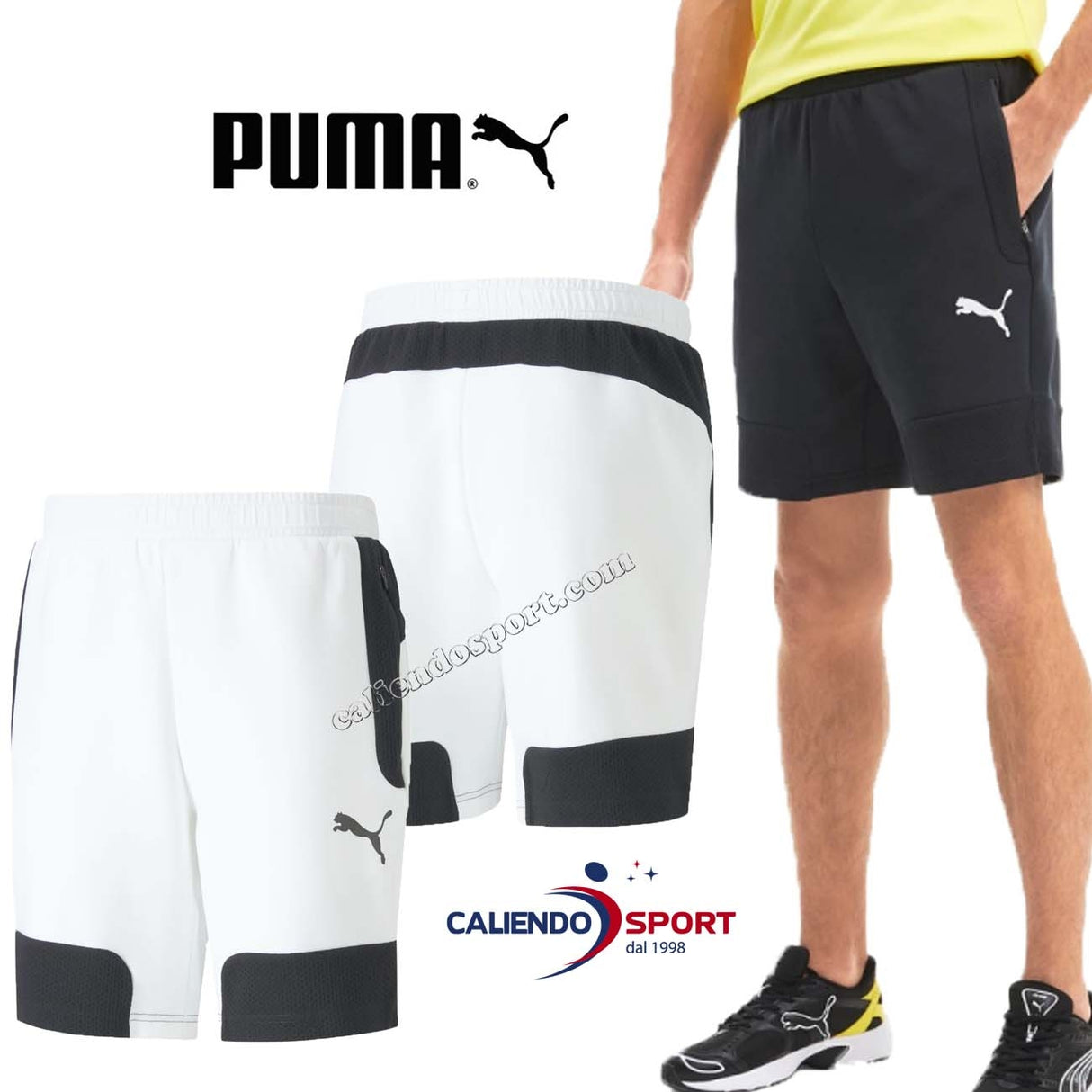 PANTALONCINO PUMA 581487 BIANCO NERO COTONE