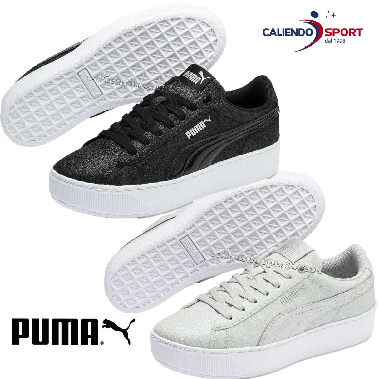PUMA KIDS SHOES 370171 08 09 BLACK GREY VIKKY PLATFORM GLILZ PS