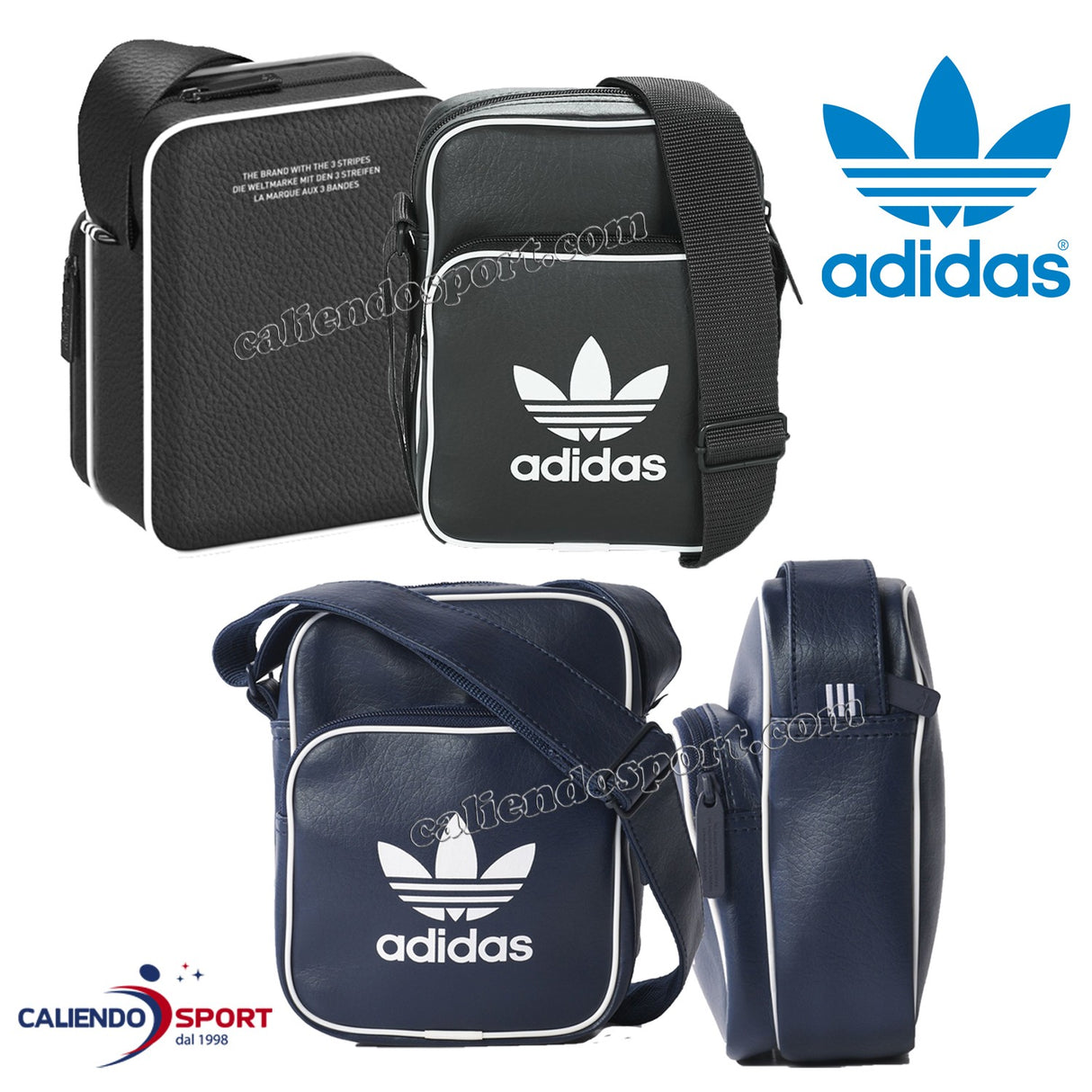 BORSELLO TRACOLLA ADIDAS ORIGINALS BLU NERO BK2131 BK2132 MINI BAG AIRLINER CLASSIC
