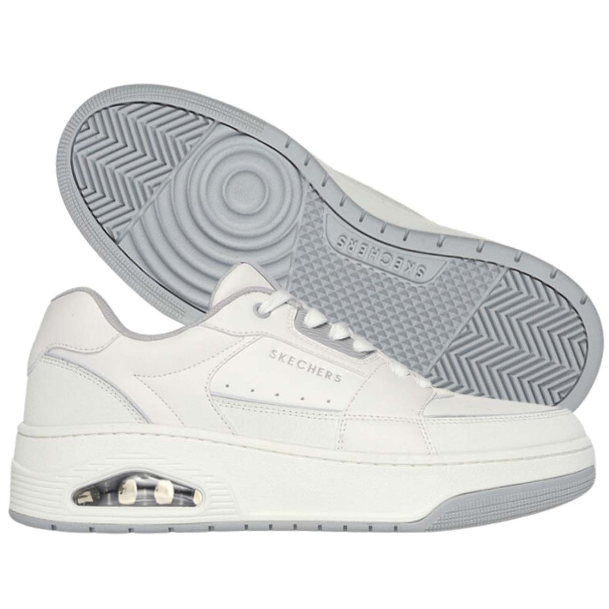 SCARPA SKECHERS 183140 WHT UNO COURT LOW POST BIANCO