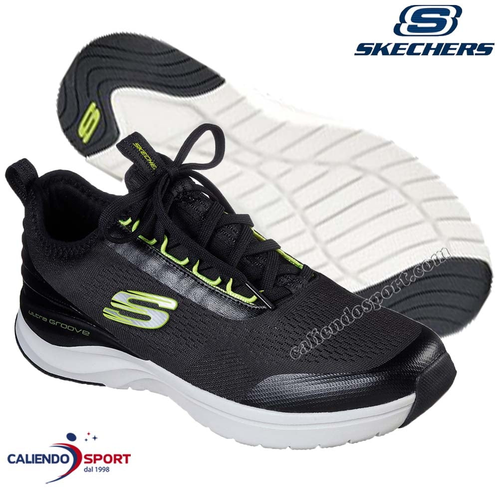 SKECHERS SHOE 232029 BKLM BLACK AIR COOLED
