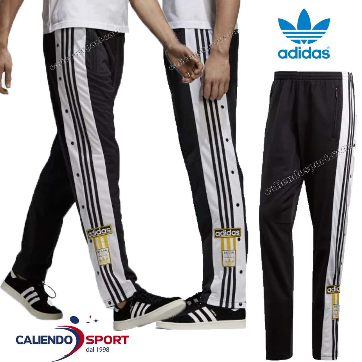 PANTALON HOMME ADIDAS ORIGINALS CZ0679 NOIR BLANC BOUTONS LATÉRAUX ADIBREAK