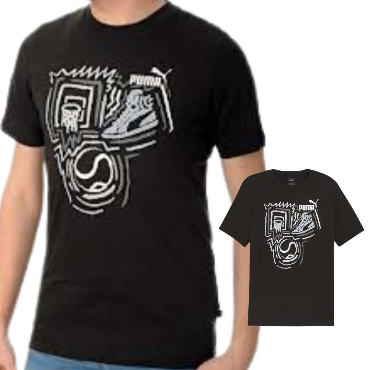 T-SHIRT PUMA 680176  01 GRAPHIC COTONE NERO