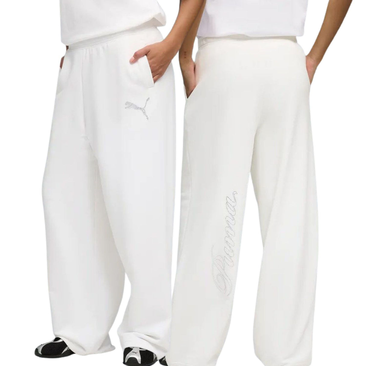 PANTALONE DONNA PUMA 634567 02 ESSENTIALS COTONE GARZATO BIANCO