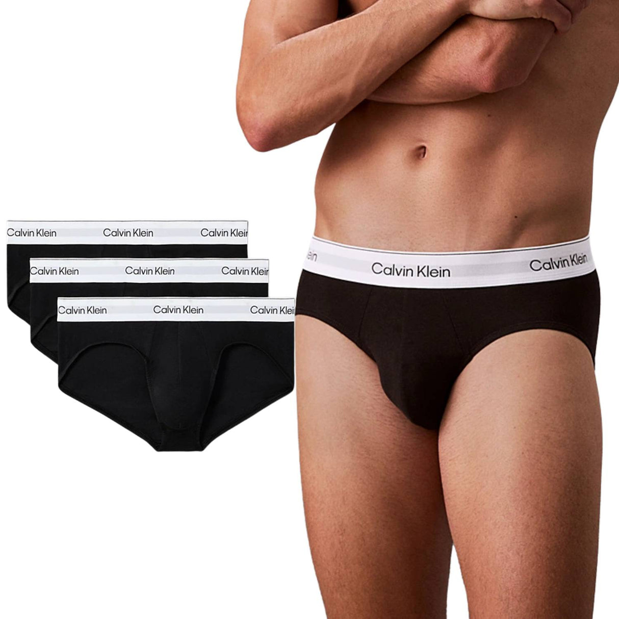 SLIP CALVIN KLEIN LV00N84388 UB1 NERO FASCIA BIANCA 3 PEZZI
