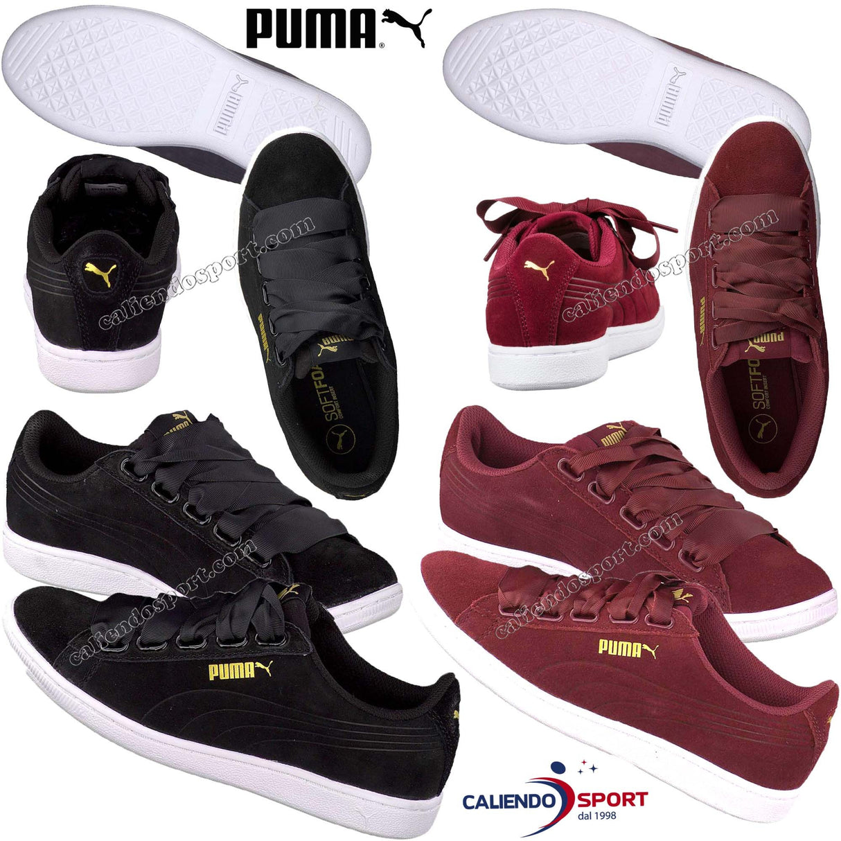 PUMA VIKKY 364262 02 03 RIBBON BLACK BORDEAUX SNEAKER WOMEN'S SHOES