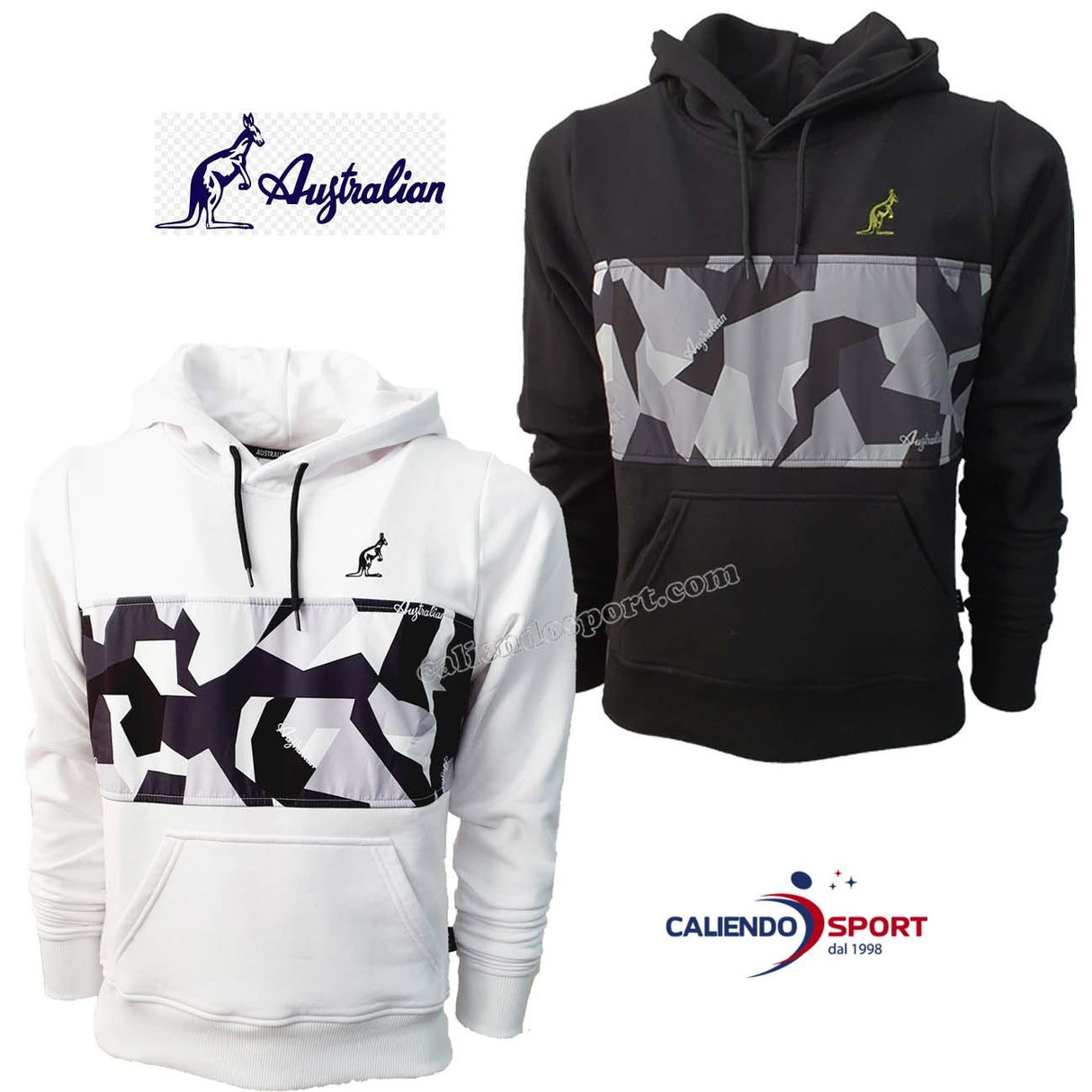 SWEAT-SHIRT AUSTRALIEN SWUFE0005 POLAIRE DE COTON NOIR ET BLANC