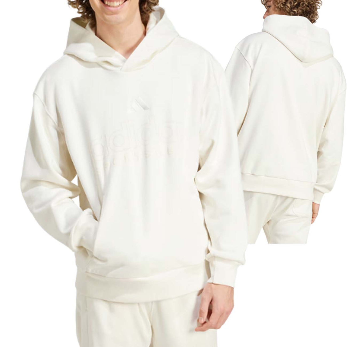 FELPA ADIDAS IY6594 GRAFICA COTONE FELPATO BIANCA
