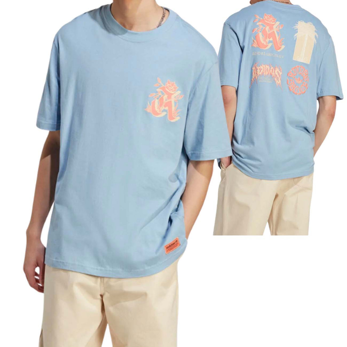 T-SHIRT ADIDAS IC5750 GRAFICA GLIDE CELESTE COTONE