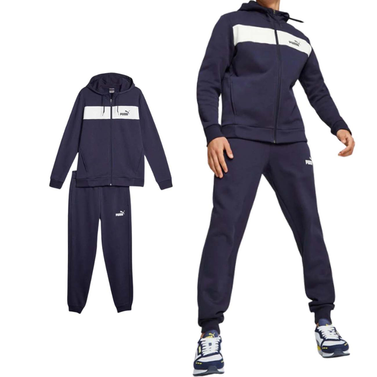 TUTA PUMA 675022 26 PANEL COTONE FELPATO BLU