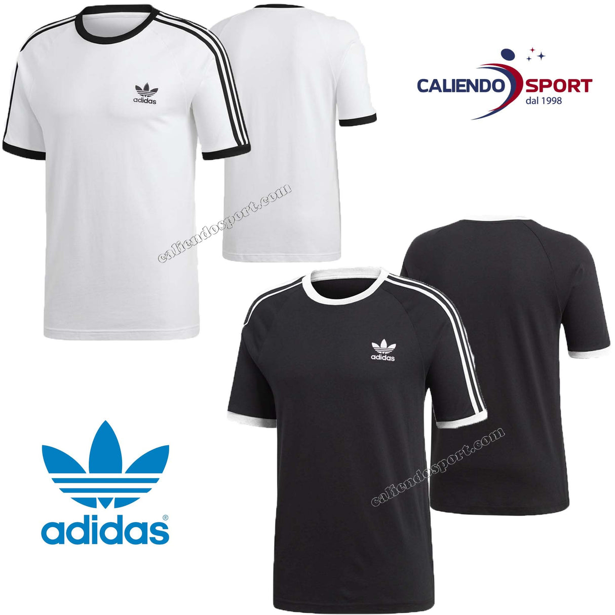 MEN'S T-SHIRT ADIDAS ORIGINALS CW1202 CW1203 BLACK WHITE 3STRIPES TEE