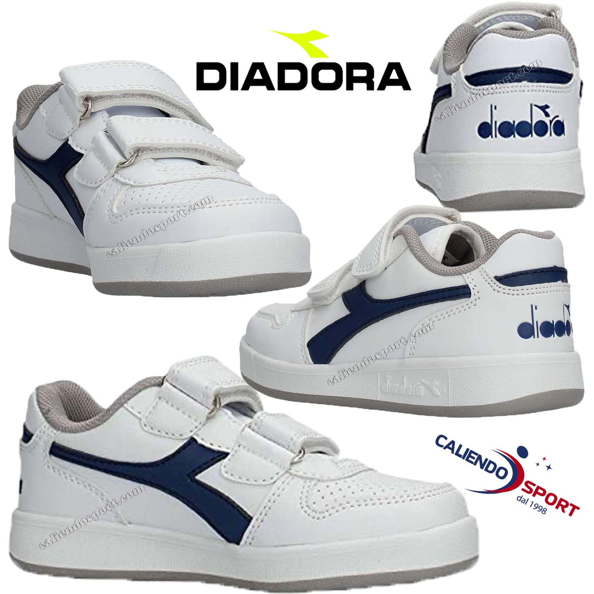 DIADORA PLAYGROUND TD 173302 PS 173300 60024 SCARPA BIMBO RAGAZZO BIANCO BLU STRAPPO