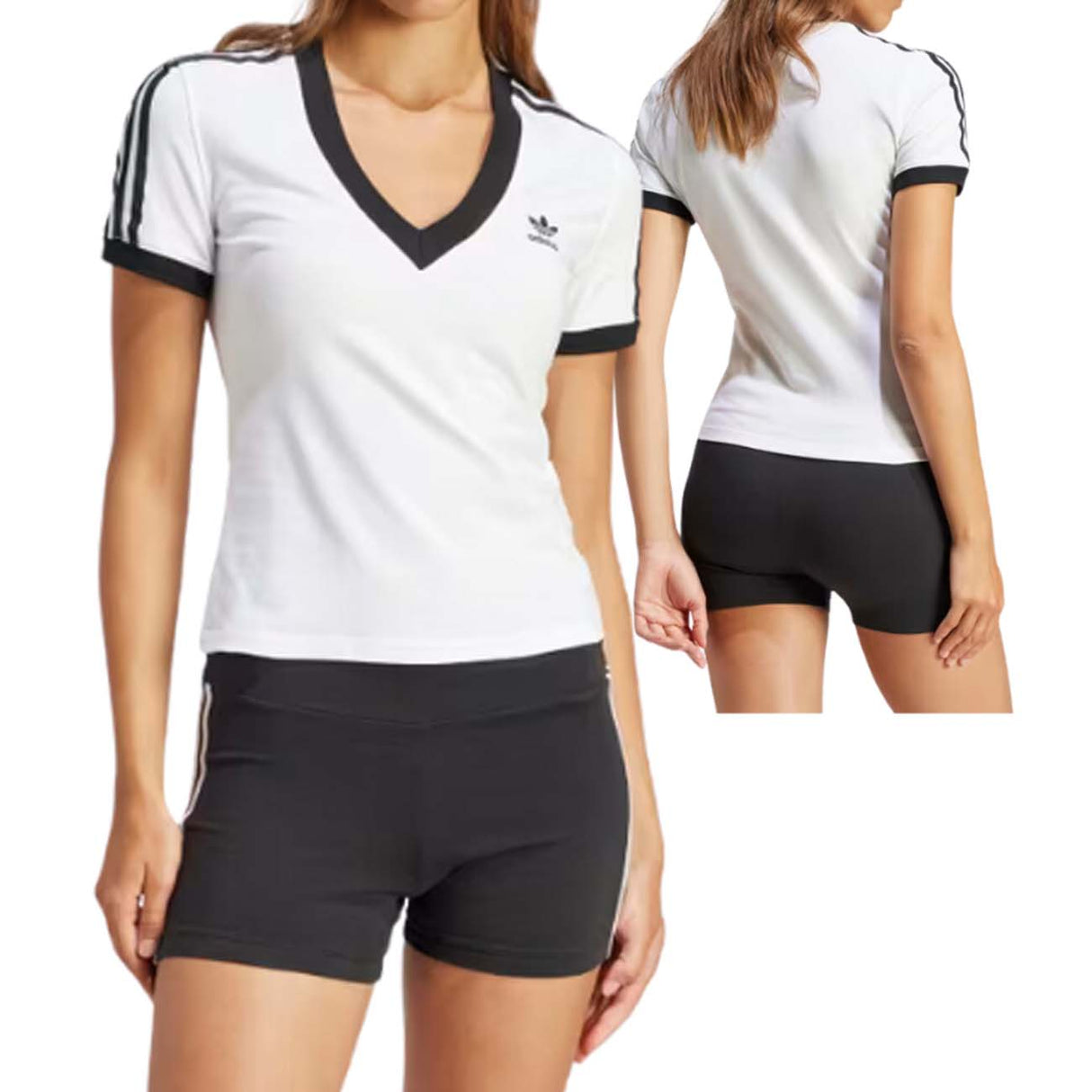 T-SHIRT DONNA ADIDAS IR8114 3-STRIPES V-NECK SLIM