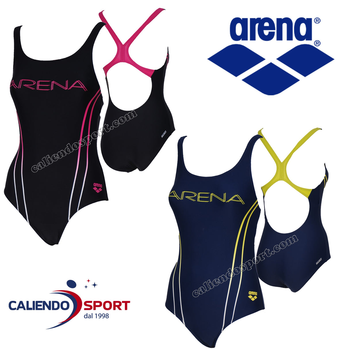 COSTUME INTERO DONNA  Arena 2A393 W BECK ONE PIECE B NUOTO PISCINA MARE NERO BLU