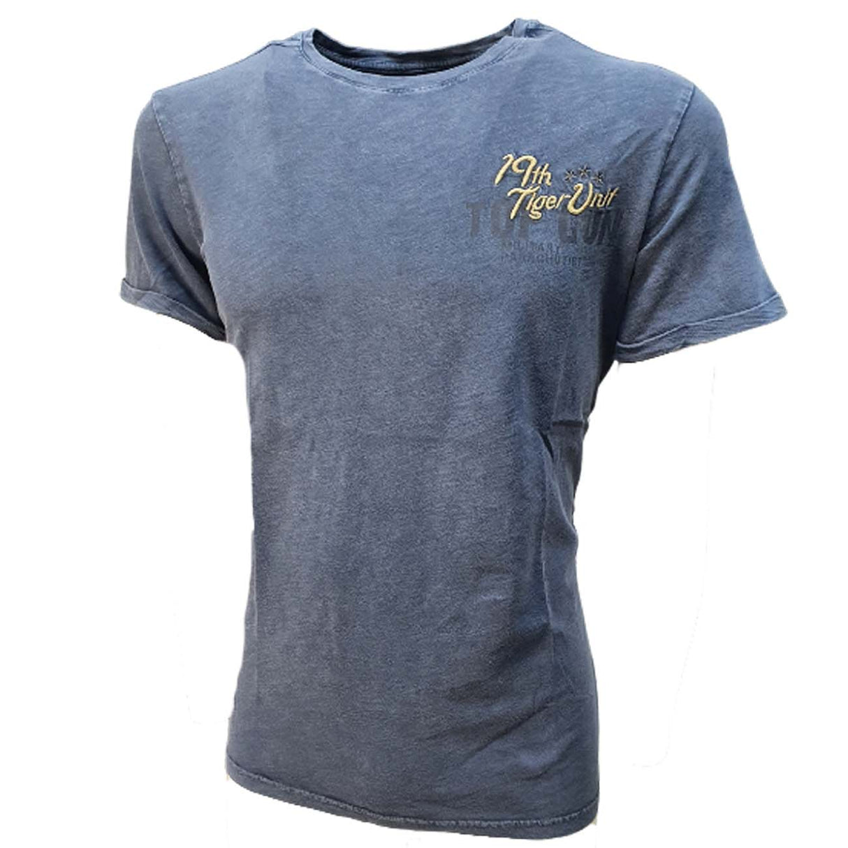 T-SHIRT TOP GUN 01G0012 BLUE LAVAGNA COTTON SPORT