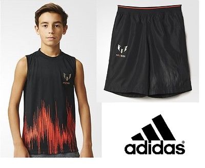 Adidas ak1966 Complete Boys 11/12 Years Shirt + Shorts Messi SPORT BLACK FOOTBALL