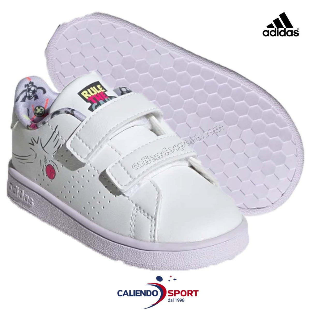SCARPA ADIDAS BAMBINI EG3861 STRAPPO ADVANTAGE BIANCO