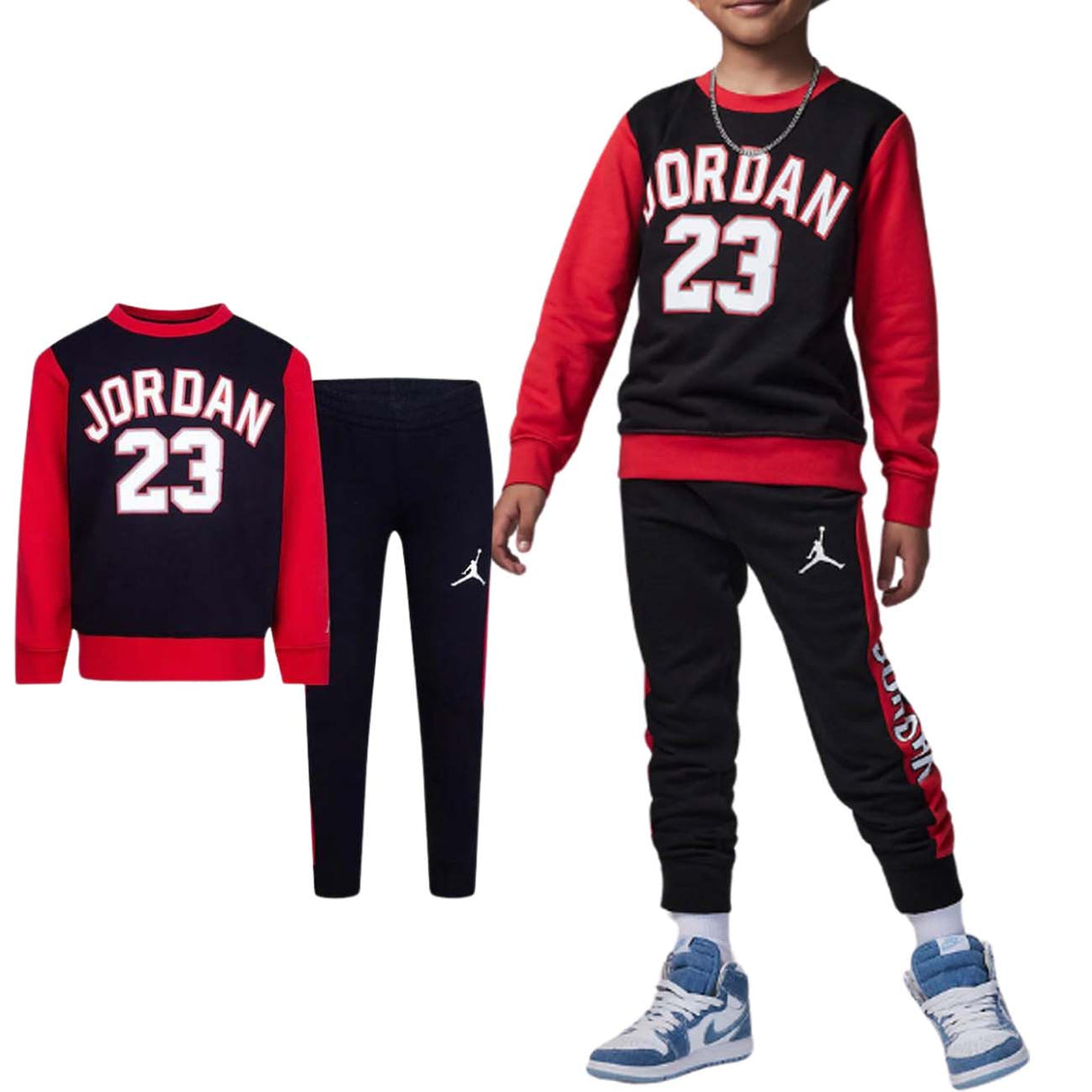 SURVÊTEMENT JORDAN POUR GARÇONS 85B856 023 AIR 23 CREW SET COTON BROSSÉ